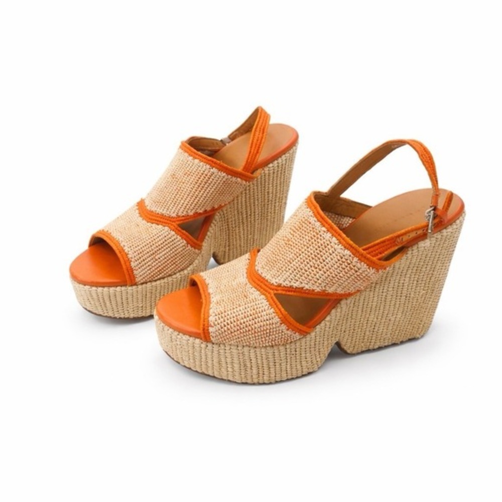 ROBERT CLERGERIE Drastic Raffia Wedge Sandals  Platform SZ  EU 41 / US 10 Resort